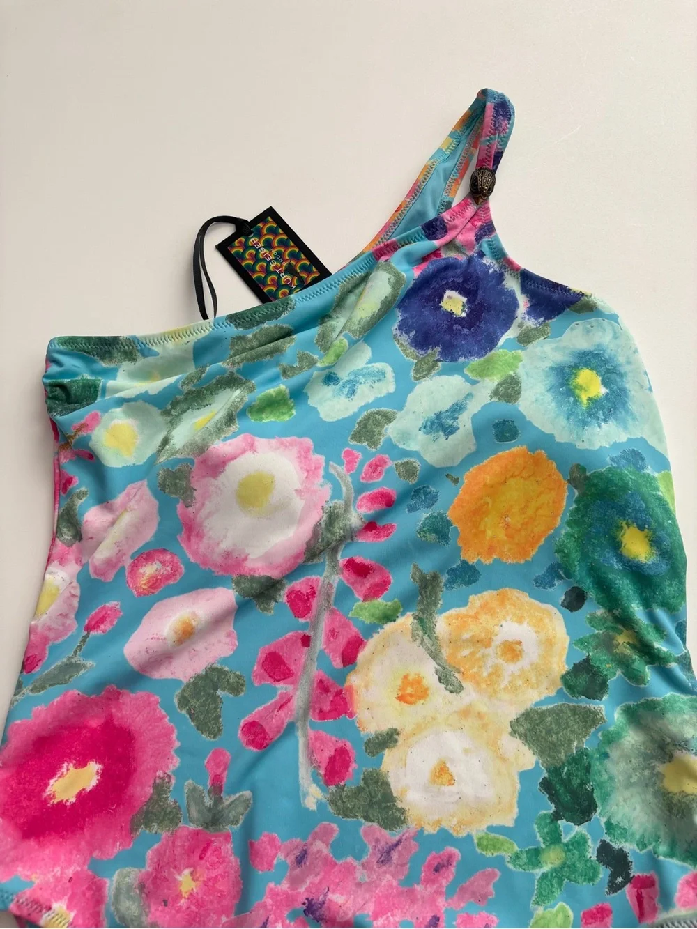 Kurt Geiger Swimsuit Swim One Piece One Shoulder Floral XL
